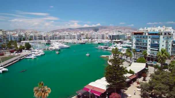 Aereo Drone Veduta Sul Pireo Grecia Harbour Port Yachts Imbarcazioni — Video Stock