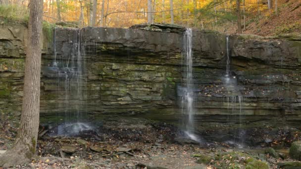 Waterjets Rockwall Gravity Outcrop Wallpaper Steady — Stock Video