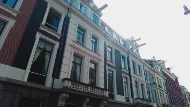 Typical Facade Exterior Buildings Hooftstraat Shopping Street Amsterdam Netherlands Tracking — Stock Video