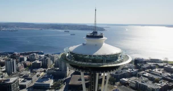 Aerial View Observation Deck Space Needle Seattle America — Stock Video