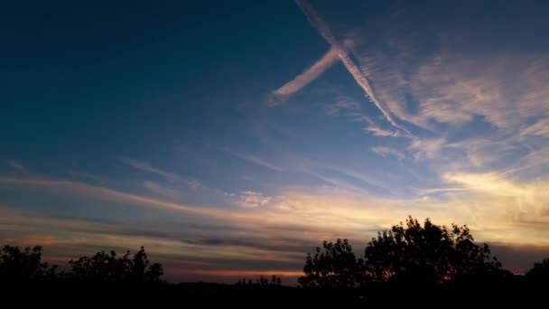 Time Lapse Spostandosi Sinistra Destra Alla Silhouette Notturno Ora Blu — Video Stock