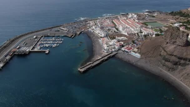 Fantástico Tiro Aéreo Sobre Puerto Las Nieves Agaete Gran Canaria — Vídeo de Stock