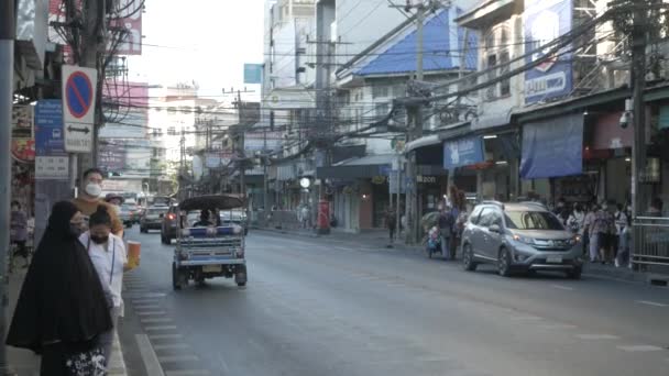 Vista Della Strada Locale Della Città Bangkok Alla Fermata Dell — Video Stock