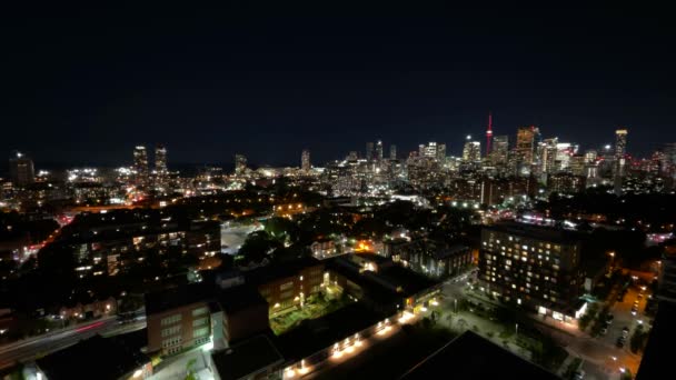 Caducidad Nocturna Ángulo Alto Del Horizonte Toronto Ajetreada Vida Nocturna — Vídeo de stock