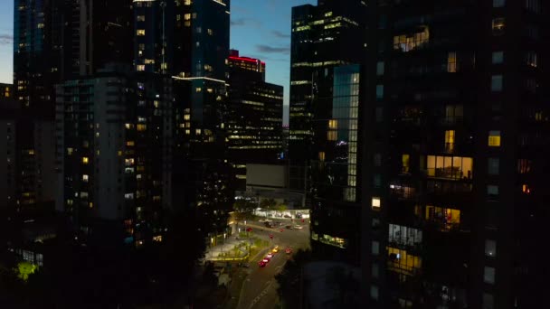 Perspectiva Aérea Estática Cruzamento Cidade Melbourne Durante Anoitecer — Vídeo de Stock