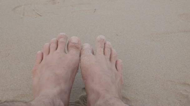 Pov Barefeet While Relaxing White Sand Beach Sea Summer Holiday — Αρχείο Βίντεο