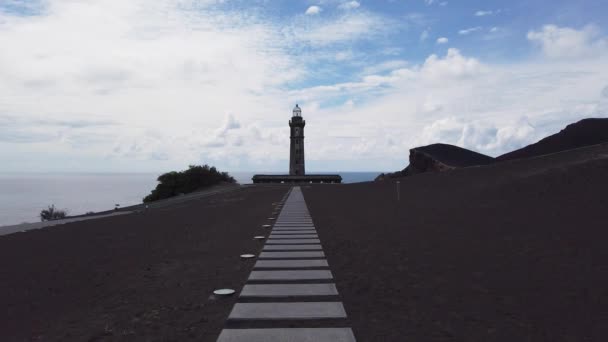 Starý Opuštěný Maják Sopce Capelinhos Faial Islandu Azory Portugalsko Střílel — Stock video