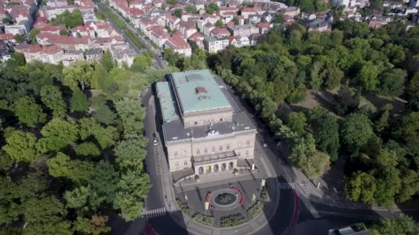 Braunschweig Devlet Tiyatrosu Nun Parkın Hava Manzarası Braunschweig Aşağı Saksonya — Stok video