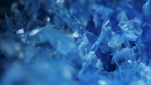 Macro Shot Blue Plastic Scraps Rack Focus — Stock Video