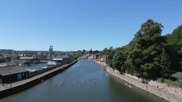 Roddbåtar Floden Exe Exeter Sommardag — Stockvideo