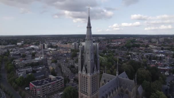 Oversikt Kirken Vitus Tårnet Byens Panorama Hilversum Nederland – stockvideo