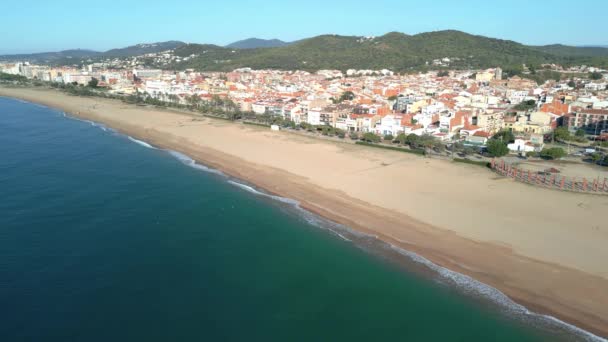 Aerial Images Malgrat Mar Santa Susanna Beach Maresme Province Barcelona — Stock Video