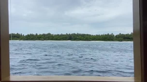 Pov Looking Out Houseboat Passing Undulating Lake Waves — Stock Video