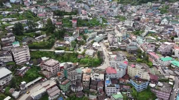 Vol Aérien Dessus Ville Montagneuse Kohima Dans Nagaland Nord Est — Video