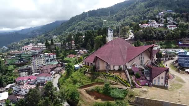 Vedere Aeriană Bisericii Catedralei Kohima Din Orașul Deal Kohima Din — Videoclip de stoc