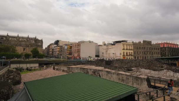 Patrimonio Humanidad Unesco Templo Azteca Mayor Arqueológico Ciudad México — Vídeo de stock