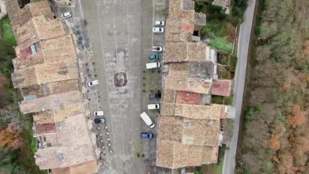 Prise Vue Aérienne Dessus Ville Ainsa Huesca Belle Ville Médiévale — Video