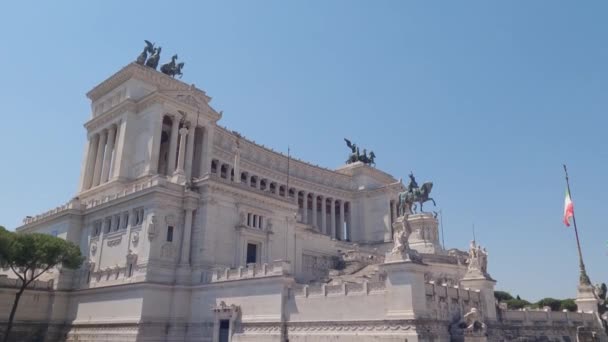 Widok Pomnika Narodowego Victora Emmanuela Rzymie Pierwszego Króla Włoch Budynek — Wideo stockowe