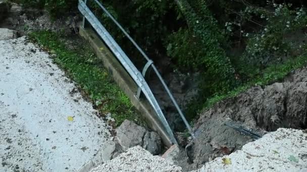 Awaryjne Warunki Pogodowe Włoszech Region Marche Most Zawalił Się Powodu — Wideo stockowe