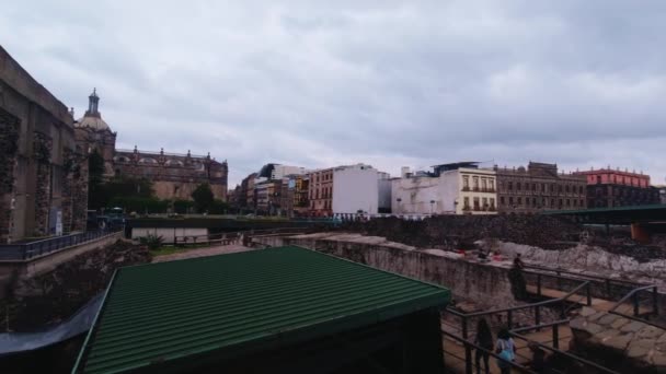 Viajando Través Del Templo Principal Ciudad México Sitio Arqueológico Histórico — Vídeo de stock