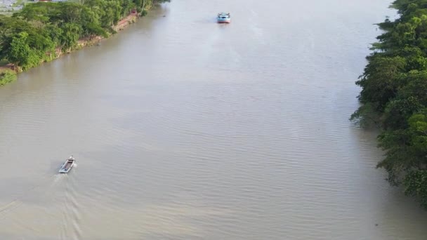 Vue Par Drone Des Bateaux Voyageant Dans Canal Gabkhan Ouvre — Video