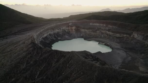 Aérea Uno Los Cráteres Más Grandes Del Mundo Volcan Poas — Vídeos de Stock