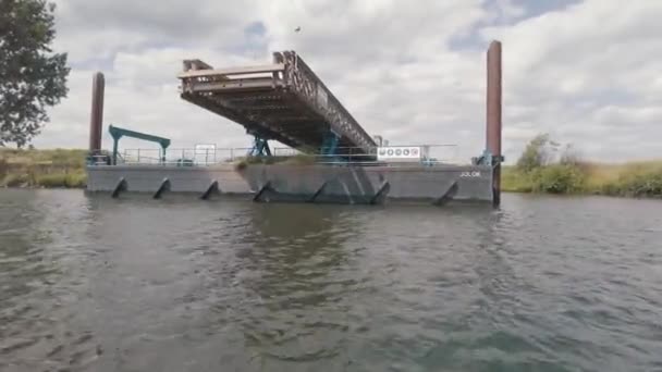 Dokovací Bod Padacího Mostu Deltě Přírodní Rezervace Řeky Maas Biesbosch — Stock video