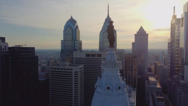 Philadelphia Downtown Sunset Panorama Skyline — Vídeo de Stock