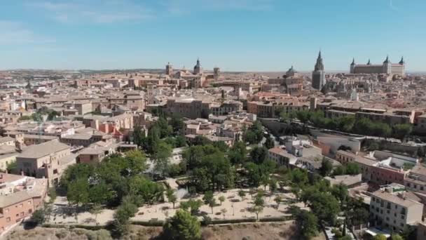 Παλιά Πόλη Του Τολέδο Ισπανία Paseo Del Transito Park Στο — Αρχείο Βίντεο