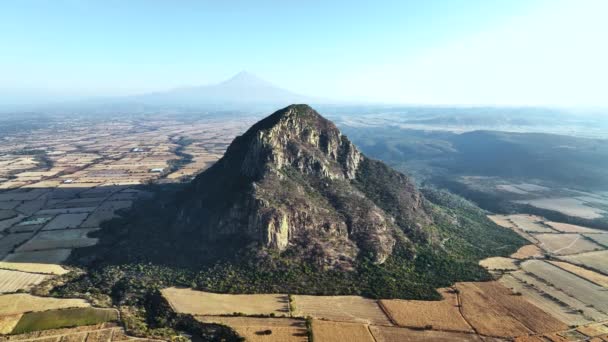 Cerro Del Chumil Grote Berg Vallei Van Morelos Mexico Luchtfoto — Stockvideo