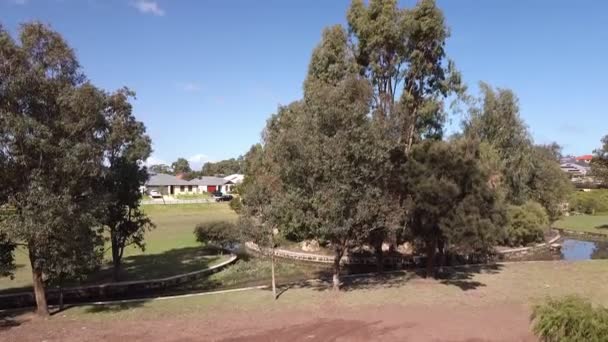 Vista Aerea Ascendente Sul Parco Riverlinks Perth Floodway Pieno Acqua — Video Stock