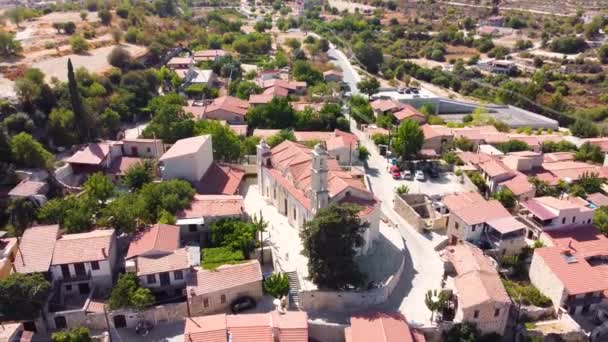 Αεροπλάνο Drone Του Παραδοσιακού Χωριού Λόφου Στη Λεμεσό Κύπρος Αποκάλυψαν — Αρχείο Βίντεο