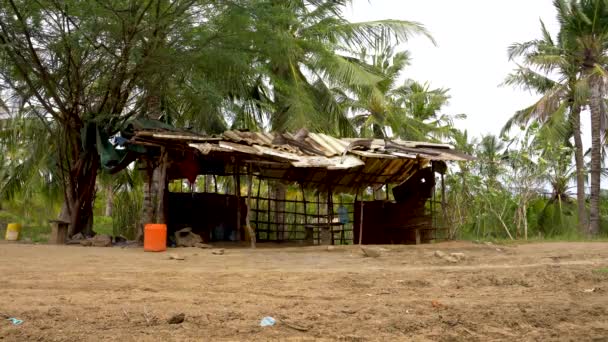 Uma Solitária Casa Lama Abandonada Beira Estrada — Vídeo de Stock