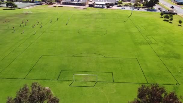 Vista Aerea Volare Avanti Verso Campo Calcio Perth Australia — Video Stock