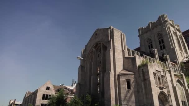 Abandonada Histórica Iglesia Metodista Ciudad Gary Indiana Con Video Gimbal — Vídeos de Stock