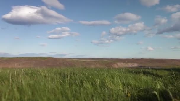 Ветреный День Сельской Местности Исландии Голубым Небом Низкокамерным Видео Движущимся — стоковое видео