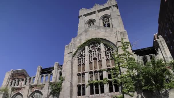 Verlaten Historische City Methodist Church Gary Indiana Met Gimbal Video — Stockvideo