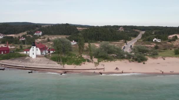 Historic Point Betsie Lighthouse Frankfort Michigan Terletak Sepanjang Danau Michigan — Stok Video