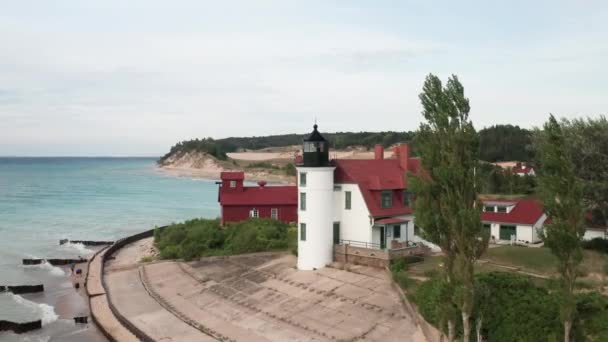 Historic Point Betsie Lighthouse Frankfort Michigan Terletak Sepanjang Danau Michigan — Stok Video