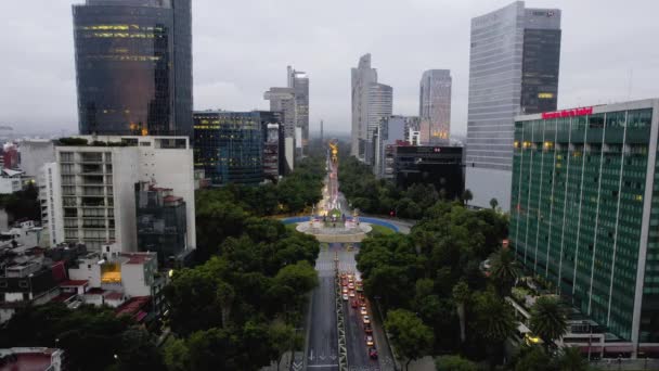 Flygfoto Med Utsikt Över Lugna Gator Centrala Mexico City Molnig — Stockvideo