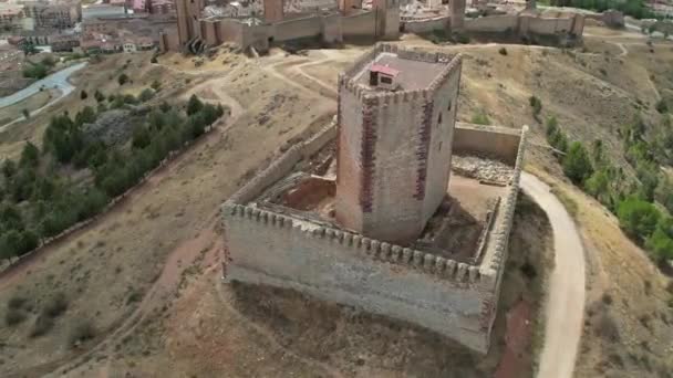 Vuelo Redondo Alrededor Impresionante Fortaleza Islámica Molina Aragón Guedalajara España — Vídeos de Stock