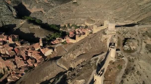 Панорамний Вигляд Стін Селища Альбаррасін Ісламічний Період Теруель Іспанія Одне — стокове відео