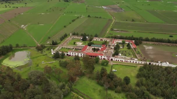 Ranczo Hacienda Ixtafiayuca Tlaxcala Meksyk Aerial Drone View — Wideo stockowe