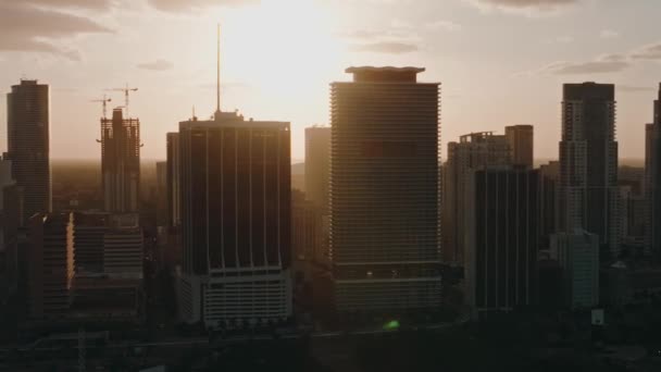 Biscayne Boulevard Buildings Sunset Drone Video — Stock Video