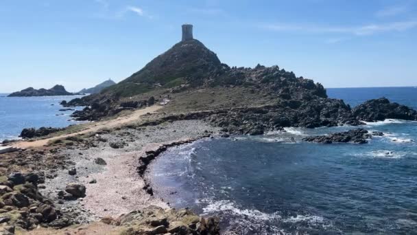 Isla Del Archipiélago Sanguinarios Córcega Francia Destino Turístico Vista Panorámica — Vídeos de Stock