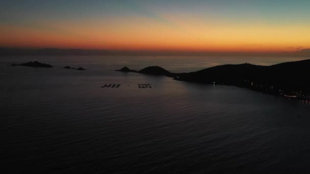 Splendido Paesaggio Panoramico Tramonto Alle Isole Dell Arcipelago Sanguinaires Ajaccio — Video Stock