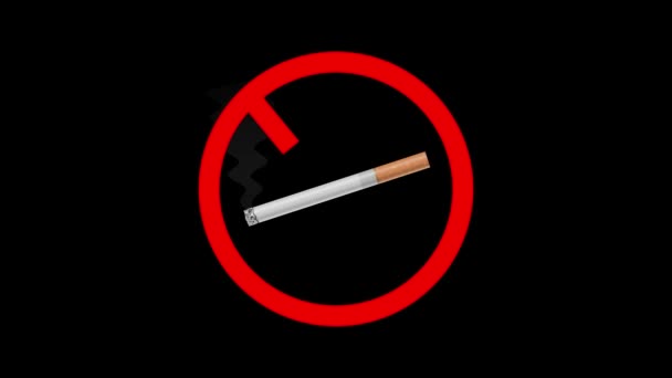 Smoking Symbol Lit Cigarette Emitting Smoke Animation Smoking Cigarette Red — Stock Video