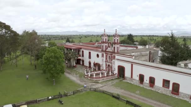 Budynek Rancza Hacienda Ixtafiayuca Dla Turystów Meksyku Lotnictwo — Wideo stockowe