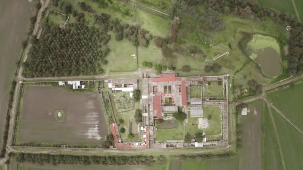 Vista Aérea Del Ojo Pájaro Sobre Hacienda Ixtafiayuca Rancho México — Vídeos de Stock