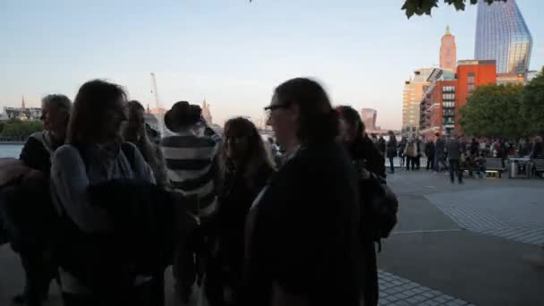 Timelapse Lying State Queue Progressing South Bank Thames River Saturday — Stock Video